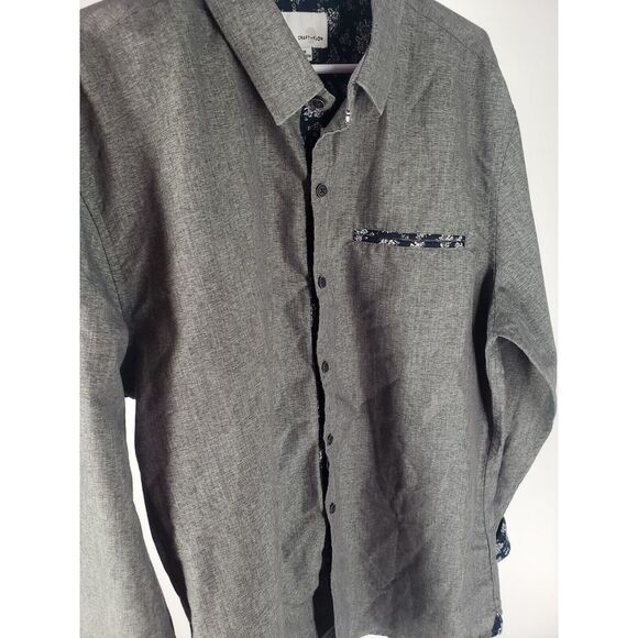Craft Other - CRAFT + FLOW Size Large Long Sleeve Gray Casual‎ Dress Shirt Flip Cuff (Floral)